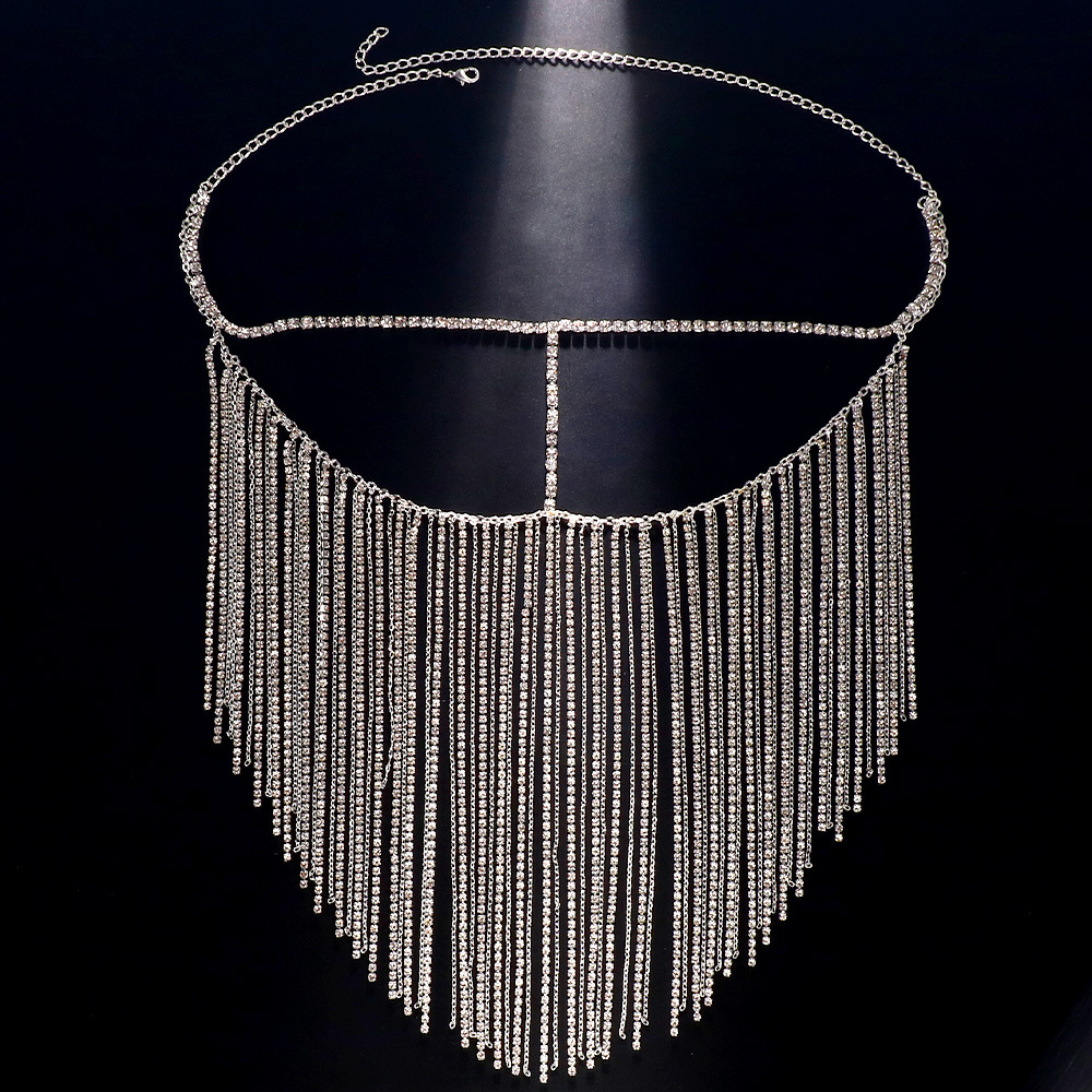 Crystal Face Chain Mask With Rhinestone Tassel Veil Headpiece